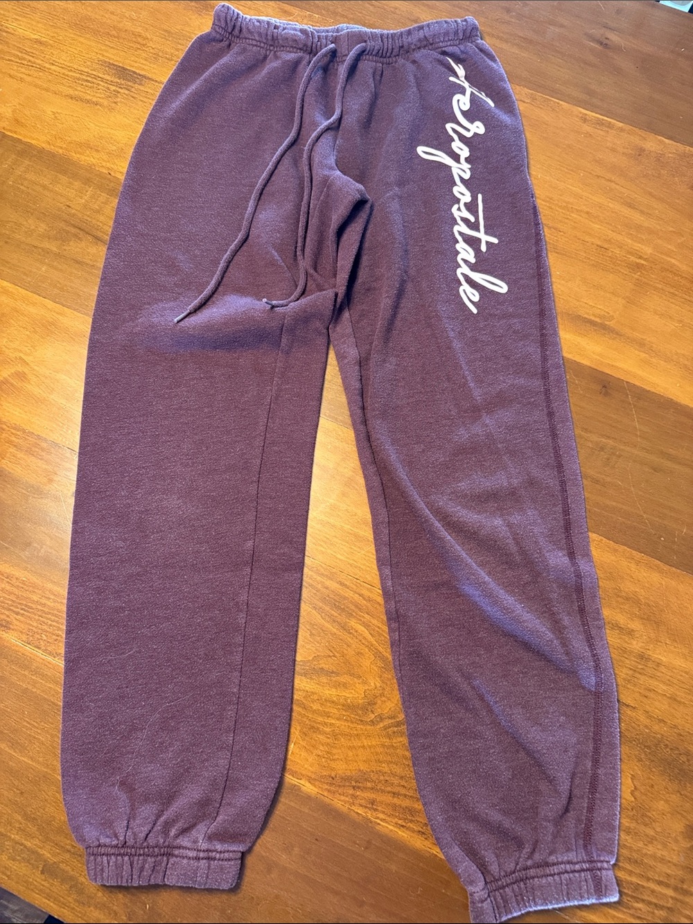 Aeropostale Plum Script Logo Joggers - Purple Sweatpants